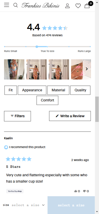 Frankies Bikinis — 4.4★ Reviews System