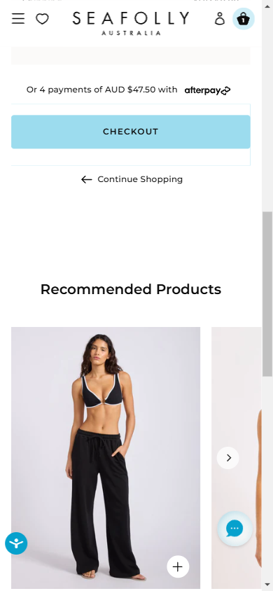 Seafolly — 'Recommended Products' in Cart